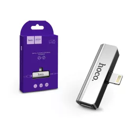   HOCO lightning + 3.5 mm jack adapter egyidőben történő töltéshez és zenehallgatáshoz - 5V/2A - HOCO LS25 - ezüst