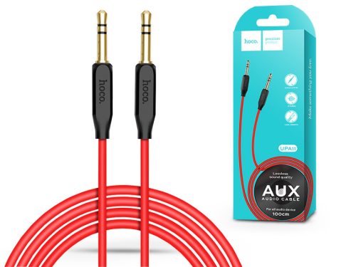 3,5 - 3,5 mm jack audio kábel 1 m-es vezetékkel - HOCO UPA11 Aux Audio Cable - fekete/piros