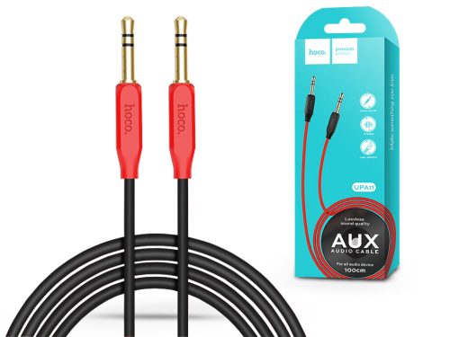 3,5 - 3,5 mm jack audio kábel 1 m-es vezetékkel - HOCO UPA11 Aux Audio Cable - piros/fekete