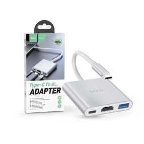   HOCO USB Type-C elosztó HUB - USB 3.0 + HDMI + Type-C PD 2.0 - HOCO HB14 Type-C to 3in1 Adapter - ezüst