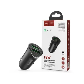 HOCO Z39 18W QC 2xUSB autós gyorstöltő adapter - fekete
