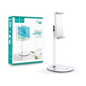   HOCO asztali telefon/tablet tartó 4,7-10'' méretű készülékhez - HOCO PH31 Metal Table Stand - fehér/ezüst