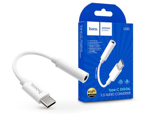 HOCO USB Type-C - 3.5 mm jack adapter - HOCO LS30 Type-C Digital 3.5 Audio      Converter - fehér