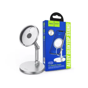   HOCO asztali telefontartó mágneses vezeték nélküli töltőhöz - HOCO PH39 Alloy   Desktop Stand for Magnetic Charger - ezüst