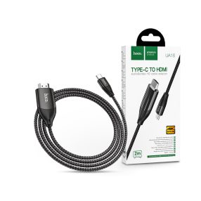   HOCO Type-C - HDMI kábel 2 m-es vezetékkel - HOCO UA16 Type-C to HDMI Adapter 4KUltra HD - fekete