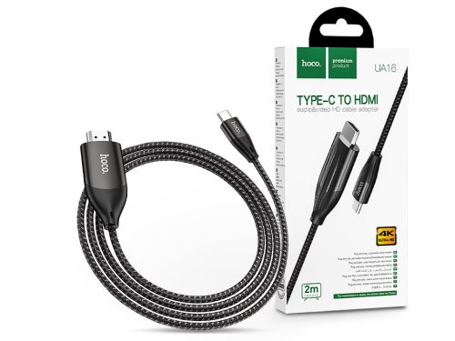 HOCO Type-C - HDMI kábel 2 m-es vezetékkel - HOCO UA16 Type-C to HDMI Adapter 4KUltra HD - fekete