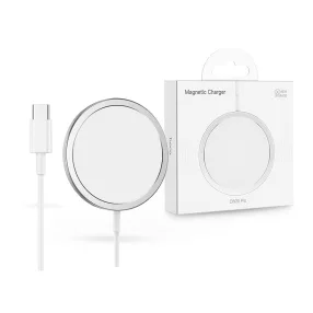   HOCO Qi univerzális vezeték nélküli töltő állomás - 15W - HOCO CW30 Pro MagneticWireless Fast Charger - ezüst