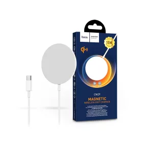   HOCO Qi univerzális vezeték nélküli töltő állomás - 15W - HOCO CW29 Magnetic    MagSafe Fast Charger - fehér