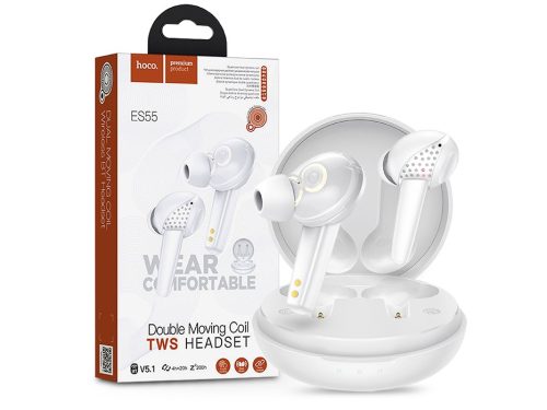 HOCO TWS Bluetooth sztereó headset v5.1 + töltőtok - HOCO ES55 True Wireless    Earphones with Charging Case - fehér