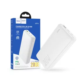   HOCO hordozható külső akkumulátor / power bank - 20.000 mAh - HOCO J87A - USB   +Type-C + microUSB + PD + QC3.0 Wireless Charging - fehér