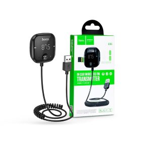   Hoco E65 Bluetooth FM-transmitter/autós kihangosító - USB/MP3/AUX/kártyaolvasó - fekete