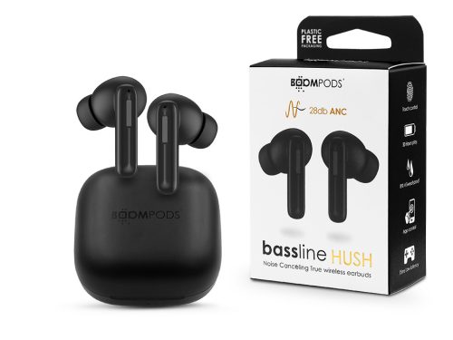 Boompods TWS Bluetooth sztereó headset v5.0 + töltőtok - Boompods Bassline Hush TWS with Charging Case - fekete