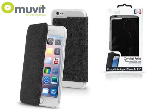 Apple iPhone 6 Plus/6S Plus hátlap - Muvit Crystal Folio - fekete