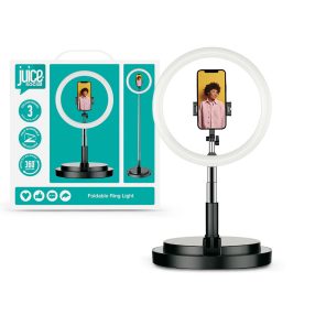   Juice összecsukható Selfie LED körlámpa állvánnyal, telefontartóval - Juice     Social Foldable Ring Selfie Light Stand - fekete