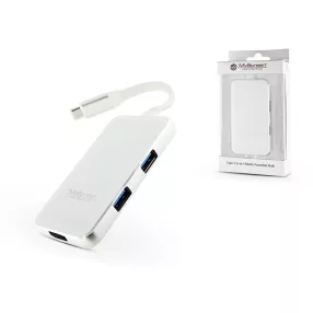   USB Type-C - 2xUSB 3.0 + Type-C + PD + kártyaolvasó elosztó/adapter - MyScreen Protector 6 in 1 Mult-Funktion Hub - fehér