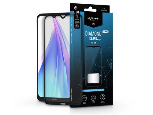 Xiaomi Redmi Note 8T edzett üveg képernyővédő fólia - MyScreen Protector DiamondGlass Lite Edge2.5D Full Glue - fekete