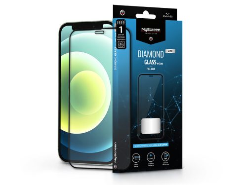 Apple iPhone 12 Mini edzett üveg képernyővédő fólia - MyScreen Protector DiamondGlass Lite Edge2.5D Full Glue - fekete