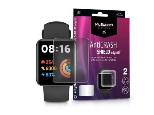 Xiaomi Redmi Watch 2 Lite ütésálló képernyővédő fólia - MyScreen Protector      AntiCrash Shield Edge3D - 2 db/csomag - átlátszó