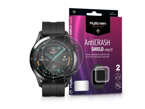 Huawei Watch GT 2 (46 mm) ütésálló képernyővédő fólia - MyScreen Protector      AntiCrash Shield Edge3D - 2 db/csomag - átlátszó