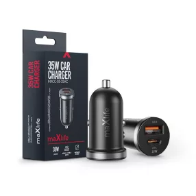   Maxlife MXCC-05 35W PD+QC autós gyorstöltő adapter USB+Type-C - fekete
