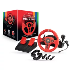   Maxx Tech Arcade PC/Switch 1&2/PS4/PS5*/Xbox One&Series fekete/piros kormány és pedál készlet