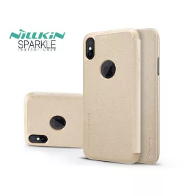   Apple iPhone X oldalra nyíló tok - Nillkin Sparkle Logo Flip - arany