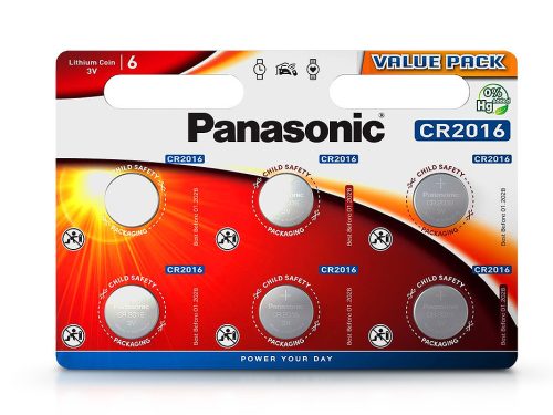 Panasonic CR2016 lithium gombelem - 3V - 6 db/csomag