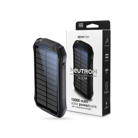   Boompods hordozható külső akkumulátor / power bank - 10.000 mAh - Boompods      Neutron Solar - 2xUSB + Type-C - fekete