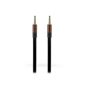   3,5 - 3,5 mm jack AUX audio kábel 1 m-es lapos vezetékkel - fekete/barna