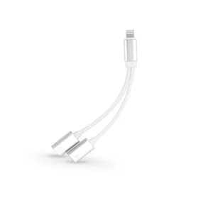   Lightning - lightning audio + töltő adapter - 2in1 - ezüst/fehér