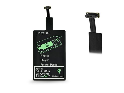 Micro USB Qi adapter vezeték nélküli töltő állomáshoz - Type-B - fekete