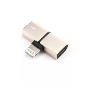   Lightning elosztó adapter egyidőben történő töltéshez és zenehallgatáshoz -     arany