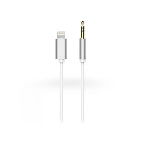   Haffner Lightning - 3,5mm jack audio kábel 1m - fehér/ezüst