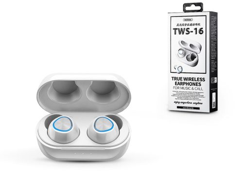 Remax Bluetooth sztereó TWS headset v5.0 + töltőtok - Remax TWS-16 Wireless Headset - white