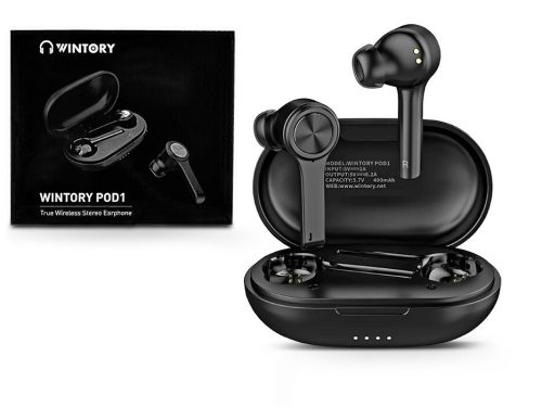 Wintory Bluetooth sztereó headset v5.0 + töltőtok - Wintory POD1 True Wireless Stereo Earphone - black