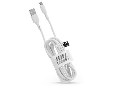 USB - Micro USB adat- és töltőkábel 2 m-es erős textil vezetékkel - C281 USB to Micro USB Cable - 2,1A - fehér - ECO csomagolás