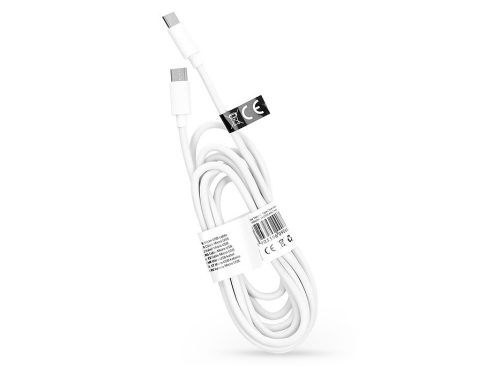 USB Type-C - Type-C adat- és töltőkábel 2 m-es vezetékkel - C293 PD 60W Cable for Type-C - 3A - fehér - ECO csomagolás