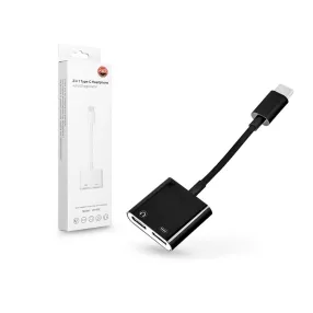   USB Type-C - 2x USB Type-C adapter egyidőben történő töltéshez és zenehallgatáshoz - fekete