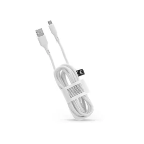   USB - Micro USB adat- és töltőkábel 3 m-es erős textil vezetékkel - C281 USB to Micro USB Cable - 2,1A - fehér - ECO csomagolás