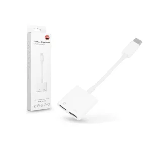   USB Type-C - 2x USB Type-C adapter egyidőben történő töltéshez és zenehallgatáshoz - fehér