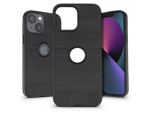 Haffner Carbon Logo szilikon tok - Apple iPhone 13 - fekete