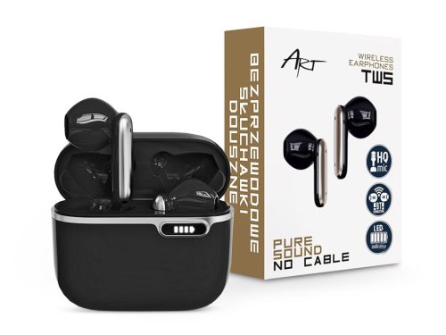 ART TWS Bluetooth sztereó headset v5.1 + töltőtok - ART AP-TW-B4B True Wireless Earphones with Charging Case - fekete