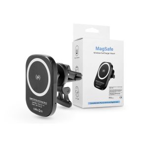   Qi vezeték nélküli, szellőzőrácsba illeszthető autós tartó/gyorstöltő MagSafe   vezeték nélküli funkcióval rendelkező Apple készülékekhez - D10 - fekete