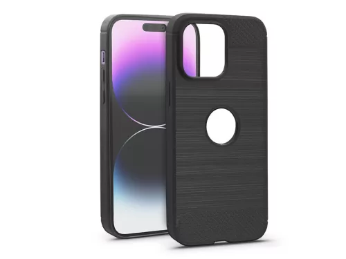 Haffner Carbon Logo szilikon tok - Apple iPhone 14 Pro Max - fekete