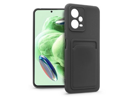 Xiaomi Redmi Note 12 5G/Poco X5 5G szilikon hátlap kártyatartóval - Card Case - fekete