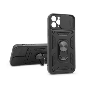   Apple iPhone 11 Pro ütésálló hátlap gyűrűvel és kameravédővel - Slide Armor -   fekete