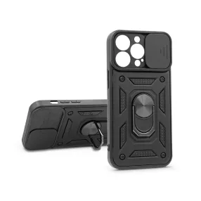   Haffner Slide Armor kameravédős ütésálló tok gyűrűvel - Apple iPhone 13 Pro - fekete
