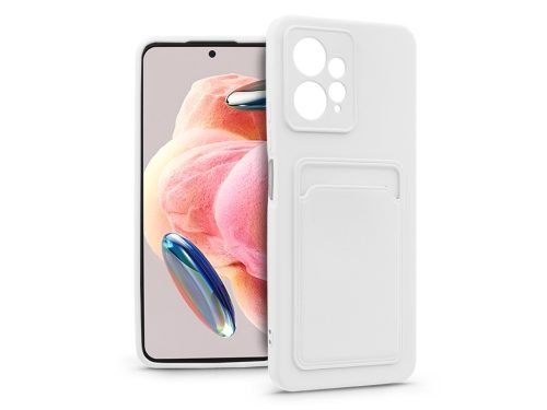 Xiaomi Redmi Note 12 4G szilikon hátlap kártyatartóval - Card Case - fehér