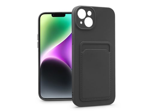 Apple iPhone 14 Plus szilikon hátlap kártyatartóval - Card Case - fekete