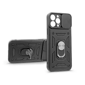   Haffner Slide Armor kameravédős ütésálló tok gyűrűvel - Apple iPhone 12 Pro Max - fekete